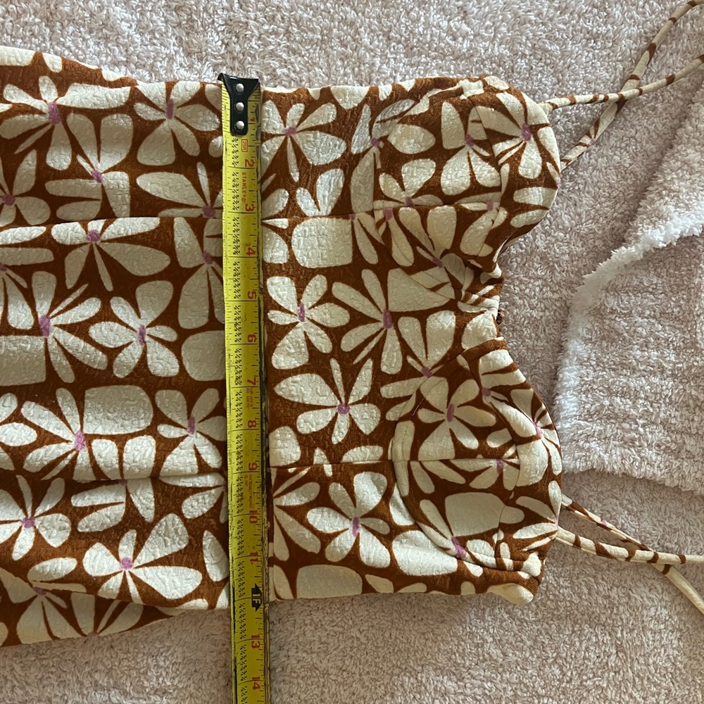 Hutch Anthropologie Floral print form fitting Midi Dress brown and cream - Picture 14 of 14
